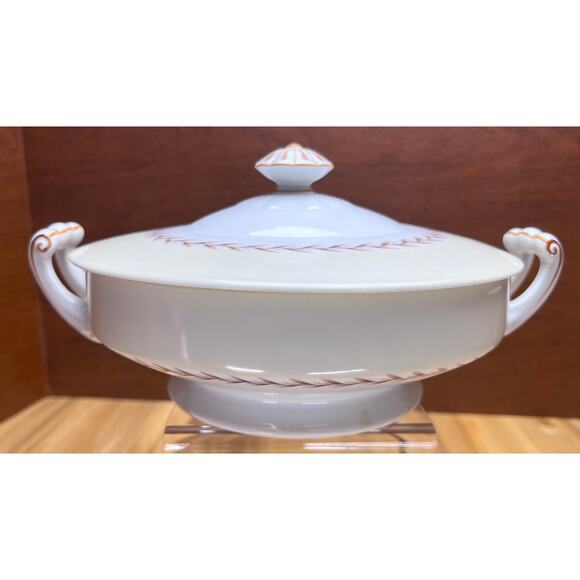 Vintage MCM 50s Noritake Discontinued Rose Cream Covered Serving Dish Nippon - Picture 1 of 16